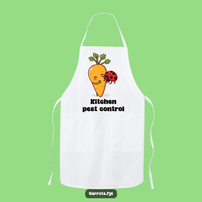 Funny Carrot Nudging Ladybug Apron: Cook with Charm and Humor in This Hilarious Kitchen Wear!