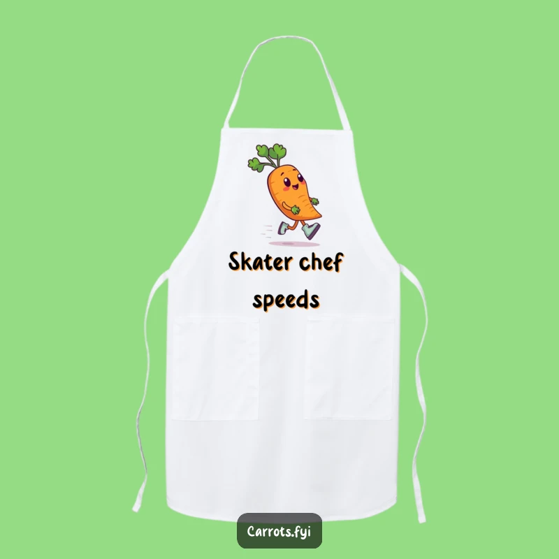Funny Carrot Roller Skates Apron - Chef's Hilarious Speeding Veggie Kitchen Wear