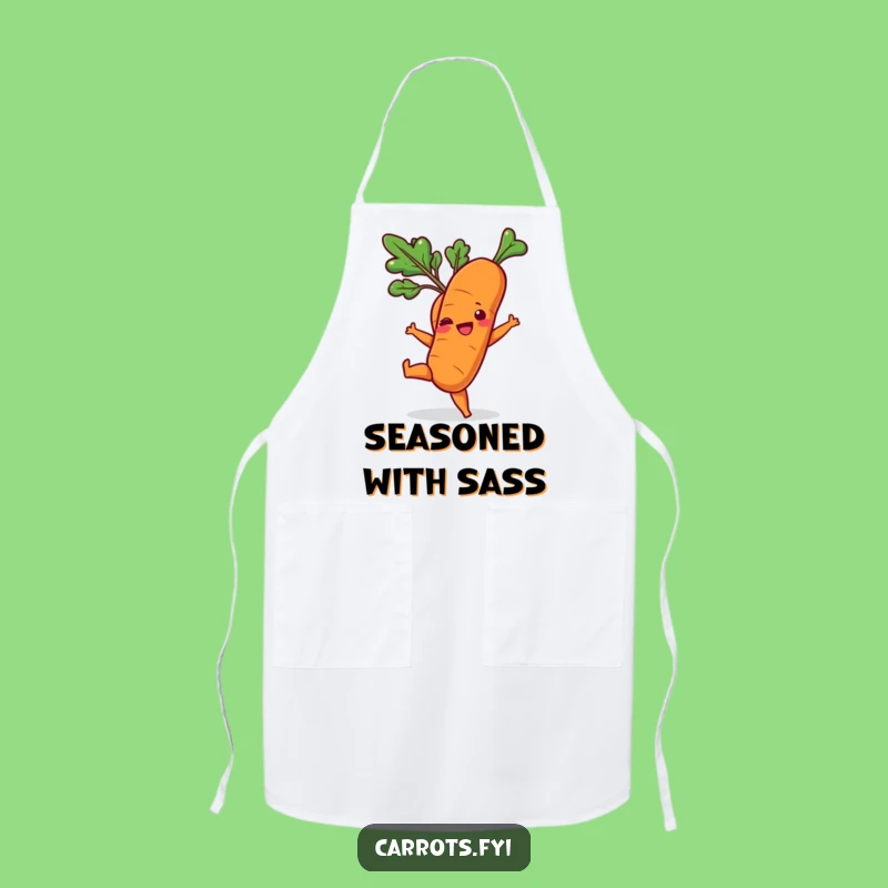 Funny Playful Carrot Kick Apron - Cheerful Veggie Kitchen Wear for a Lively Cook
