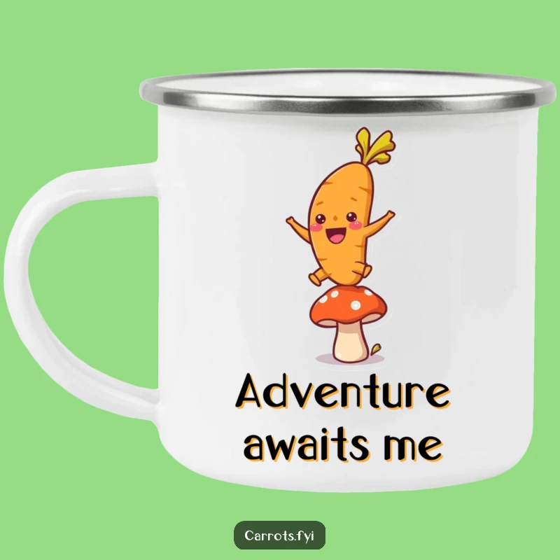 Funny Leaping Carrot Camping Mug: Adventure Fuelled by Veggie Fun!