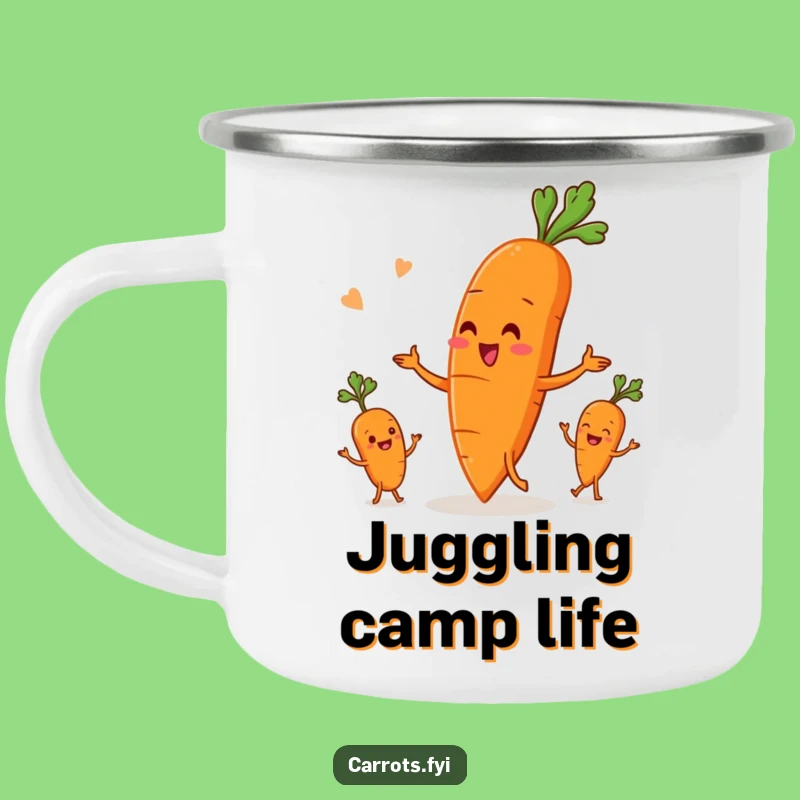 Funny Carrot Juggling Veggies Camping Mug - Outdoor Hilarious Root Vegetable Drinkware