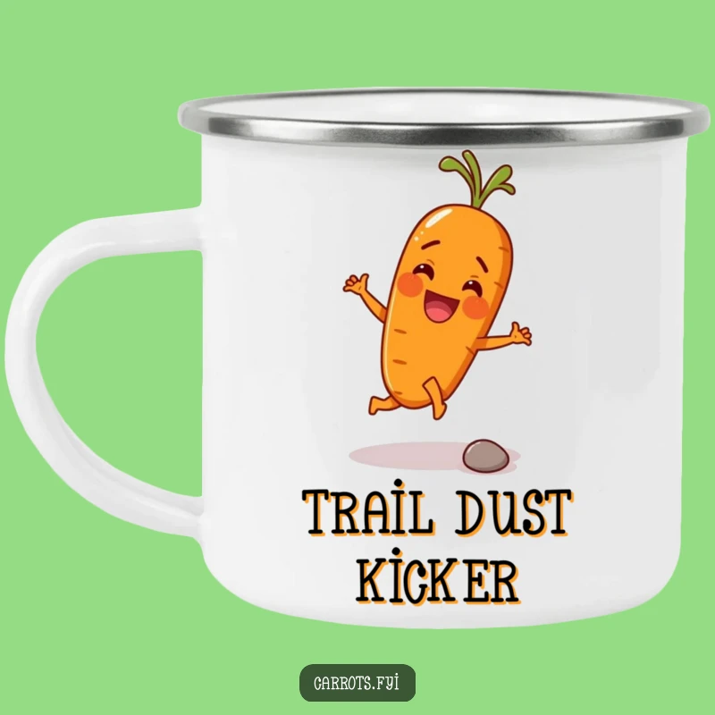 Funny Carrot Kicking Pebble Camping Mug - Outdoor Hilarious Root Vegetable Drinkware