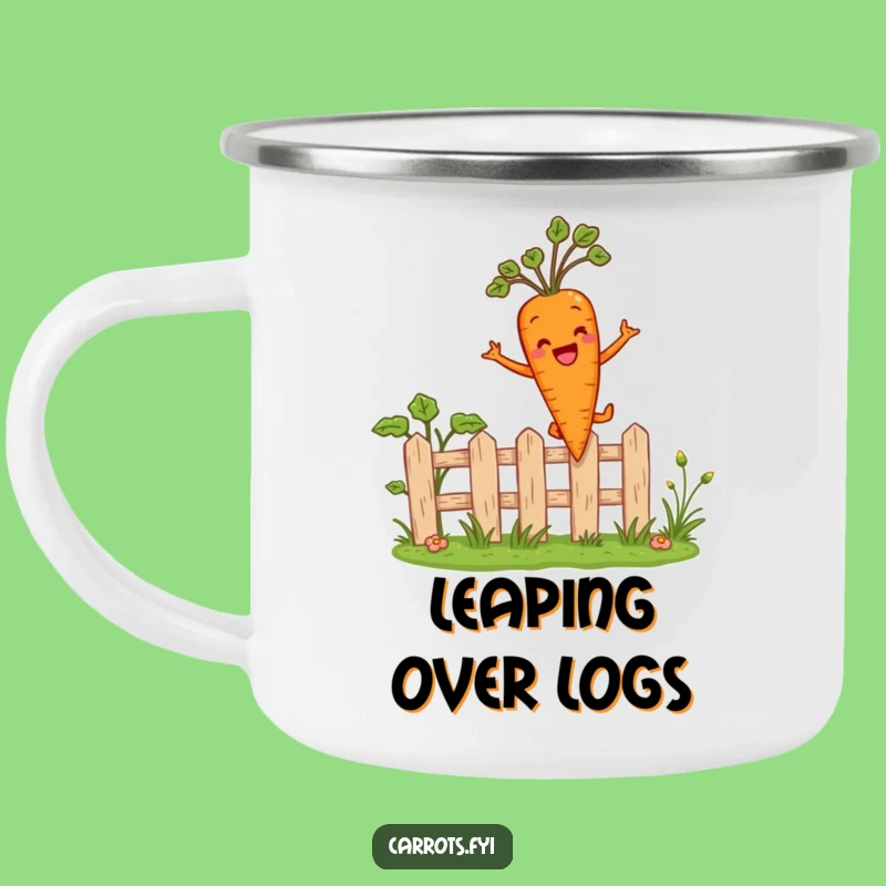 Funny Carrot Leaping Fence Camping Mug - Outdoor Hilarious Garden Veggie Drinkware