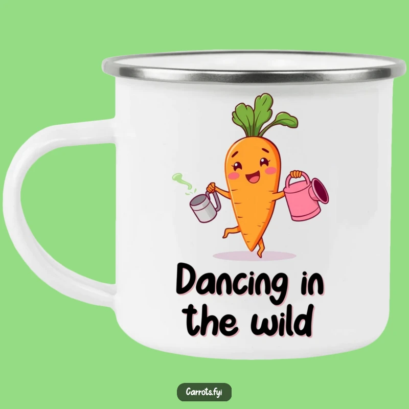 Funny Cheerful Carrot Enamel Camping Mug - Outdoor Veggie Humor Gift
