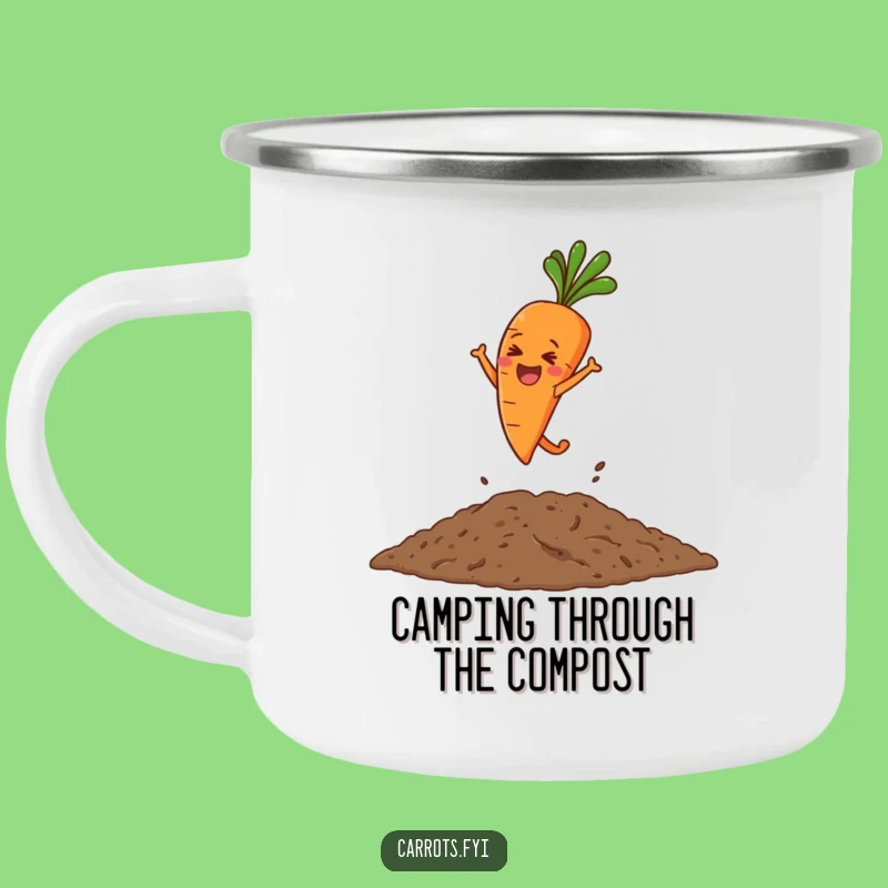 Funny Leaping Carrot Camping Mug: Enjoy Your Brew with This Hilarious Gardener's Mug