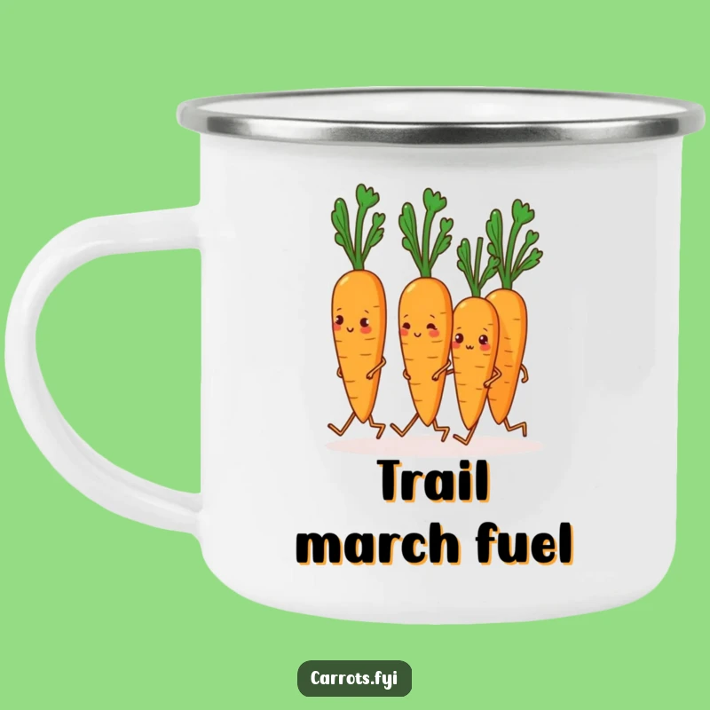 Funny Marching Carrots Camping Mug: Rugged & Hilarious Veggie Adventure Gift