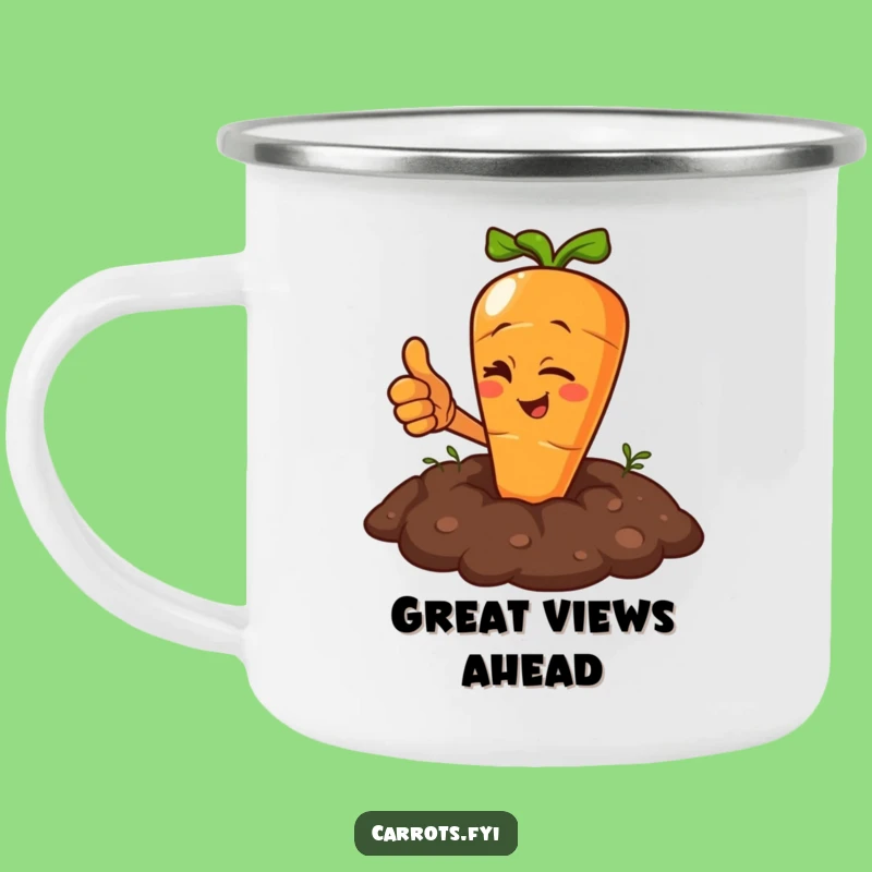 Funny Winking Carrot Camping Mug: Thumbs Up Adventures, Ideal Funny Gift