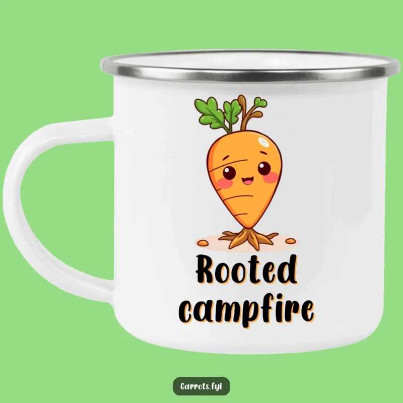 Funny Playful Carrot Camping Mug - Sprouting Veggie Outdoor Fun