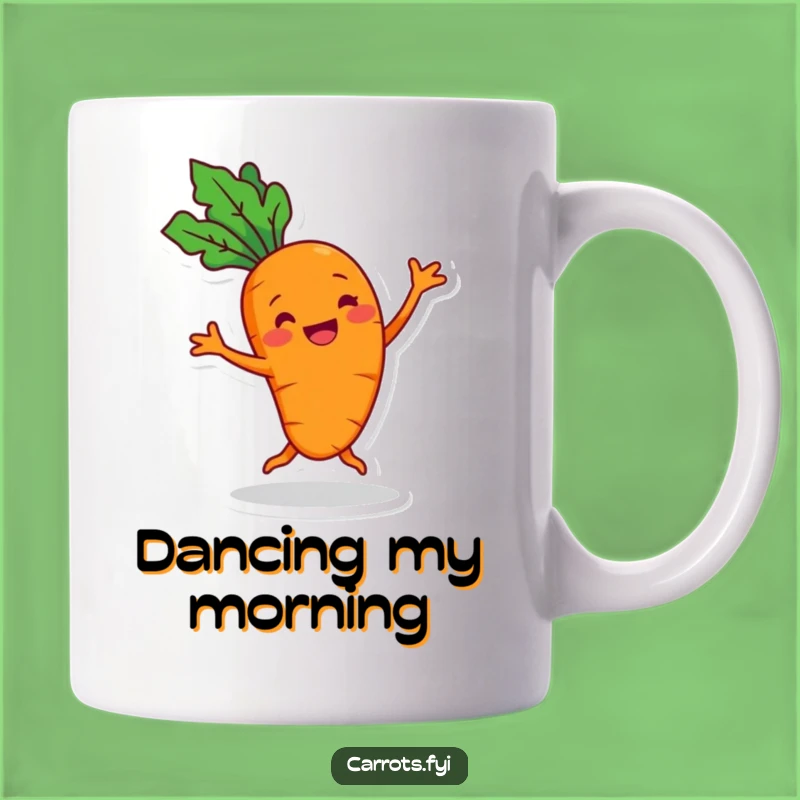 Funny Carrot Dance Mug - Cheerful Veggie with Grin, Perfect Funny Gift