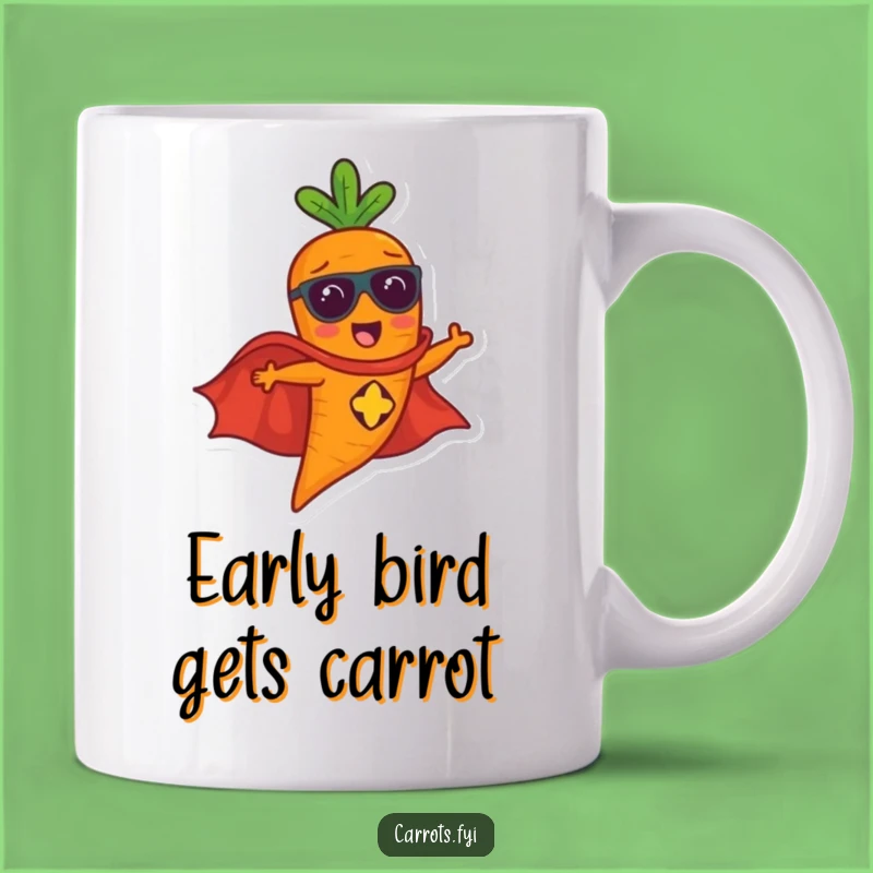Funny Flying Carrot Hero Mug - Superhero Veggie Gift for Morning Power