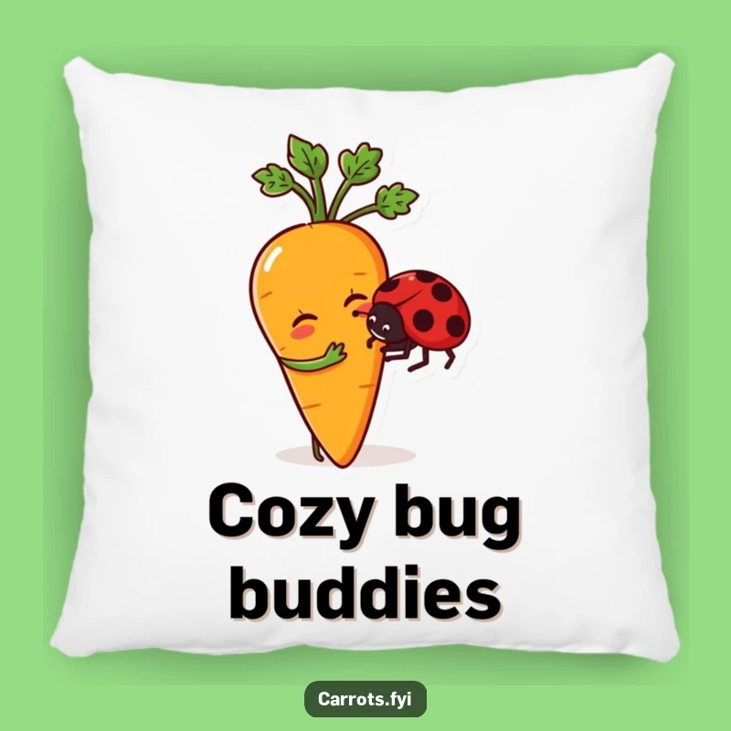Funny Carrot Nudging Ladybug Pillow: Cuddle Up with This Adorable and Cozy Friend!