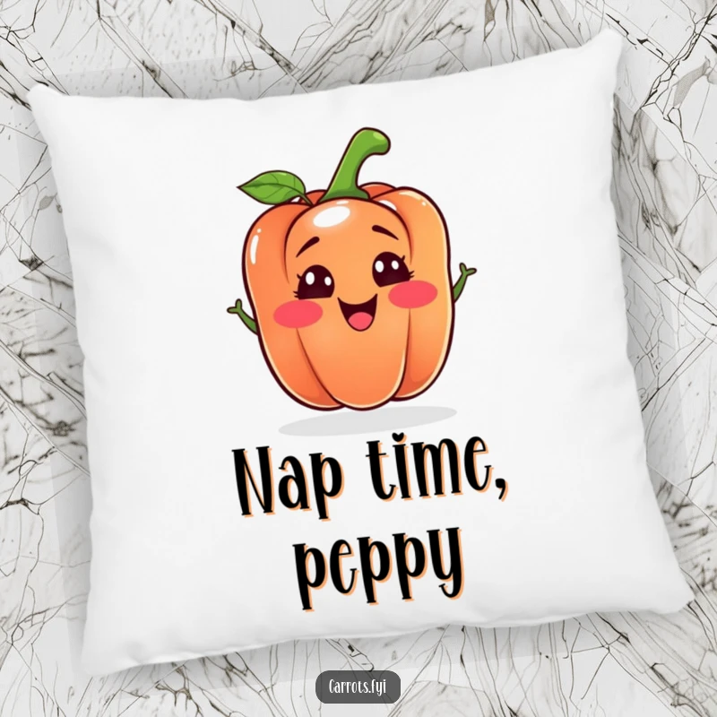 Funny bell pepper pillow featuring a soft, squishy vegetable character with an amusing silly face, perfect for adding humor and comfort.
