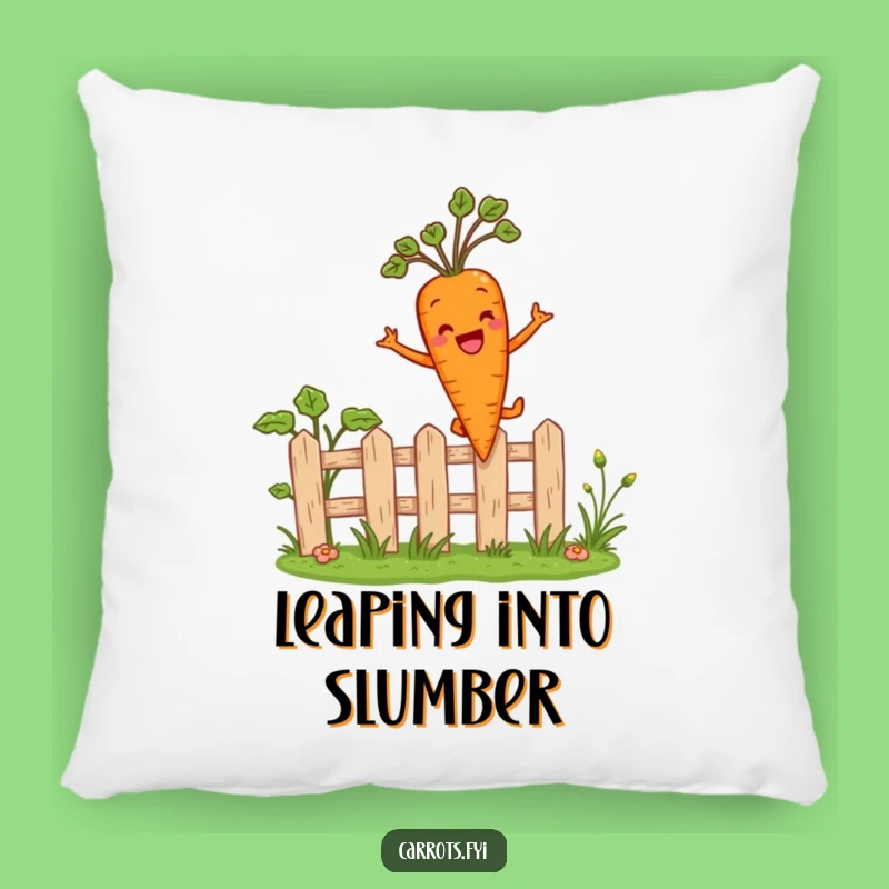 Funny Carrot Leaping Fence Pillow - Cozy & Hilarious Garden Veggie Accent