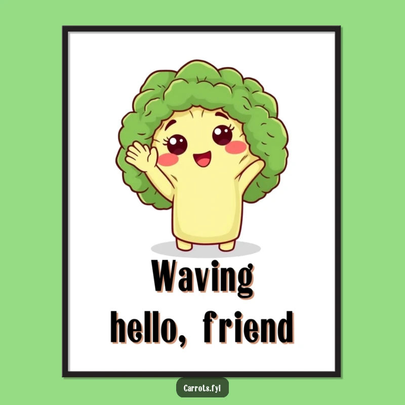 Funny Broccoli Wave Digital Art: Cute Veggie Illustration, Instant Humorous Download
