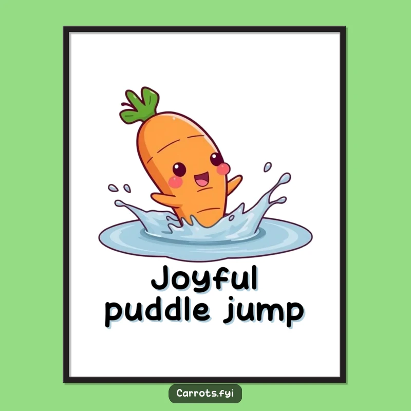 Funny Carrot Puddle Dancer Digital Art, Joyful Veggie Print, Unique Funny Gift Decor