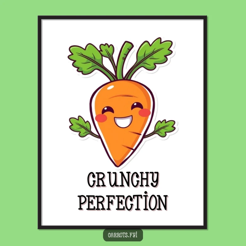 Funny Crunchy Carrot Smile Digital Art, Joyful Veggie Print, Unique Funny Gift Decor