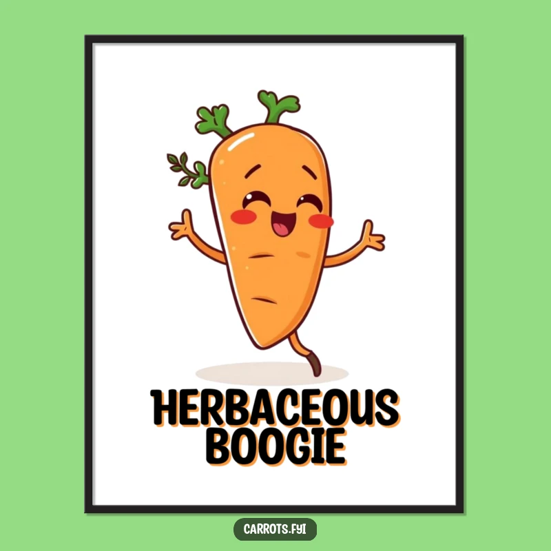 Funny Dancing Carrot Digital Art, Silly Veggie Spice Print, Unique Funny Gift Decor