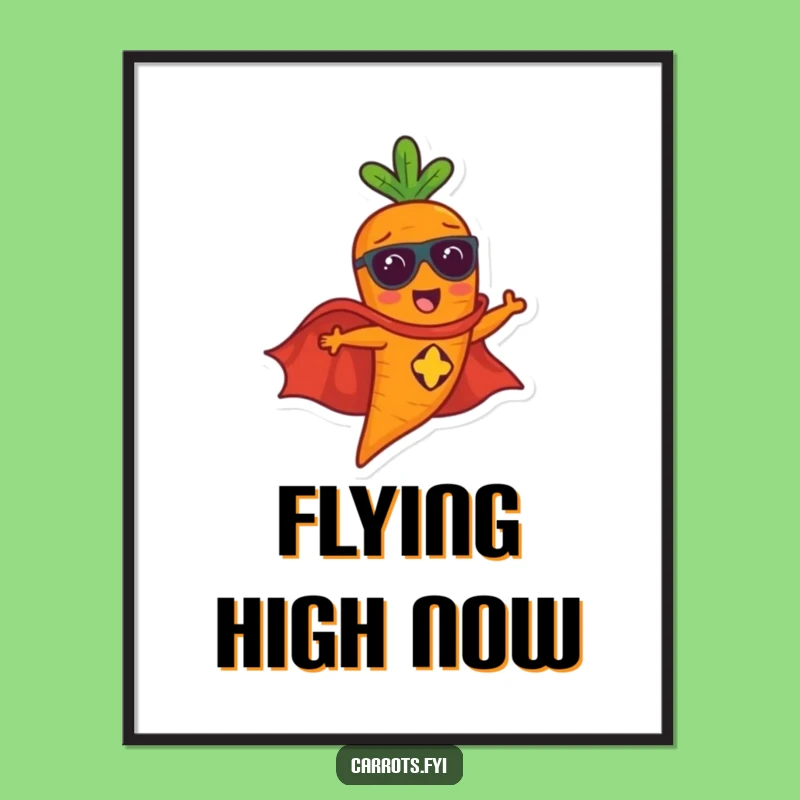 Funny Flying Carrot Art Print - Epic Veggie Hero Wall Decor