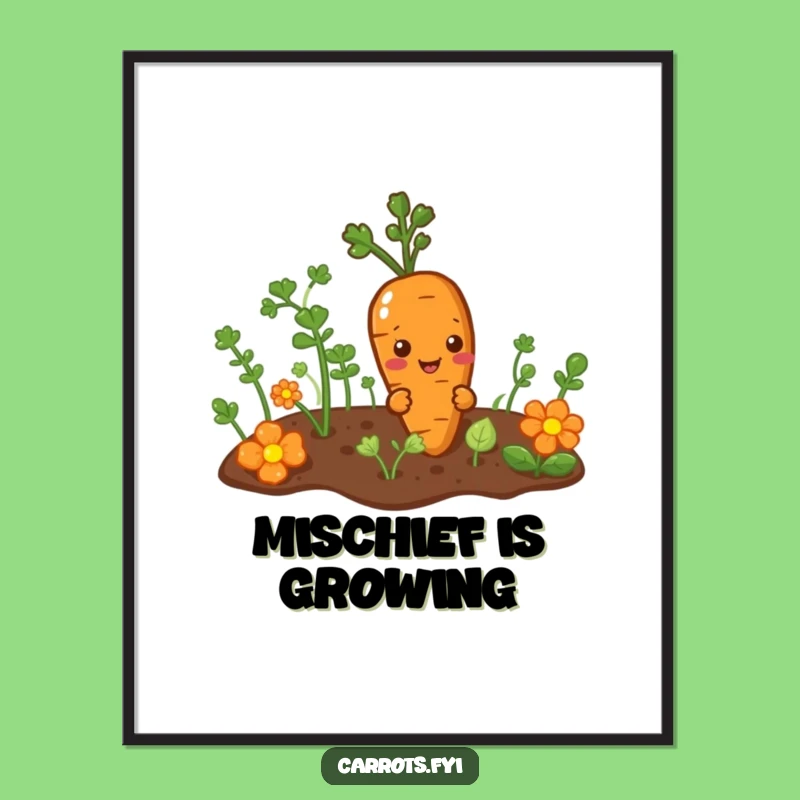 Funny Mischievous Carrot Digital Print - Instant Peek-a-Boo Veggie Art Gift