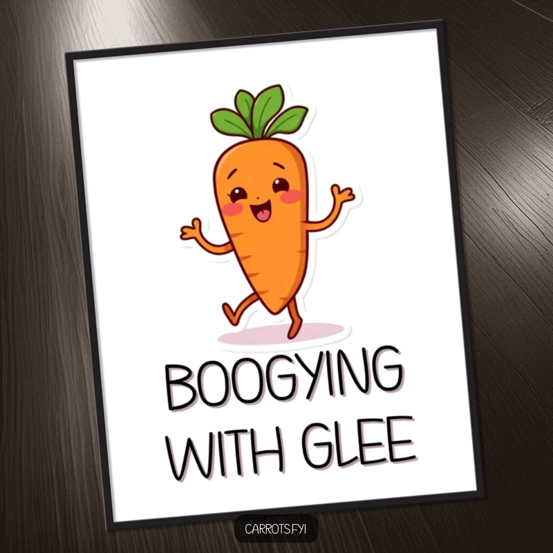 Funny Carrot Digital Art: Printable art of a carrot character performing a silly, wiggling dance with great energy.