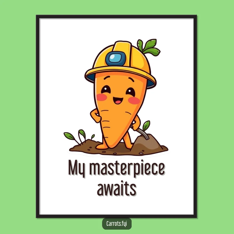 Funny Construction Carrot Digital Art: Playful Digging Decor, Instant Funny Gift Download
