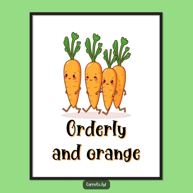 Funny Marching Carrots Digital Art: Hilarious Veggie Print for Instant Fun Gift