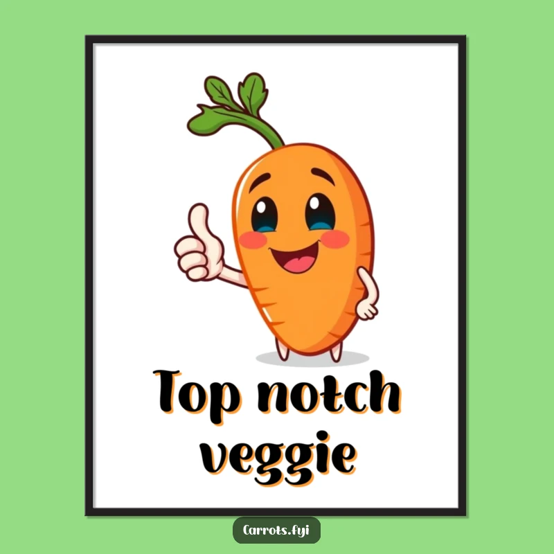 Funny Jolly Carrot Thumbs-Up Digital Art: Instant Positivity Print, Perfect Funny Gift