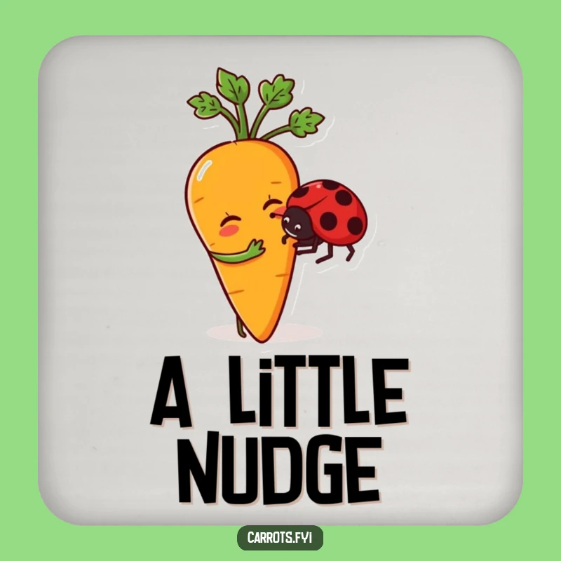 Funny Carrot Nudging Ladybug Coaster: Protect Surfaces with This Hilarious and Cute Accessory!