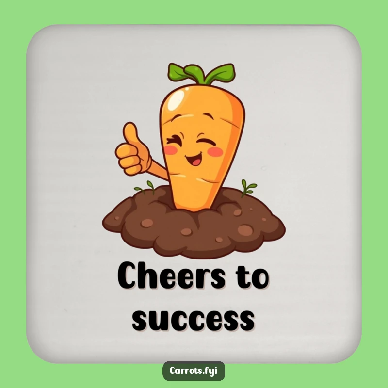 Funny Winking Carrot Coaster: Thumbs Up Protection, Unique Funny Gift
