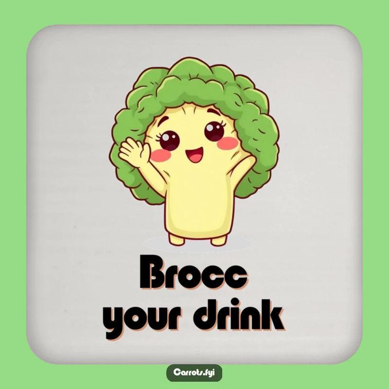 Funny Broccoli Wave Coaster: Cute Drink Protector, Charming Humorous Gift Set