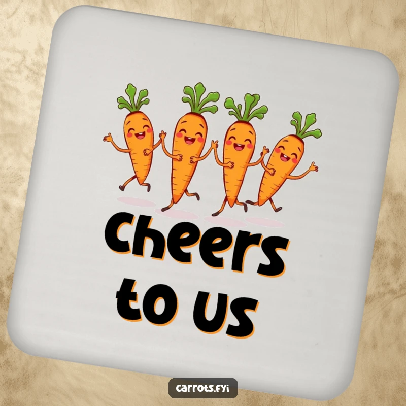 Funny Carrot Bunch Coaster designed with grinning carrots doing a synchronized dance, adding unified flair.