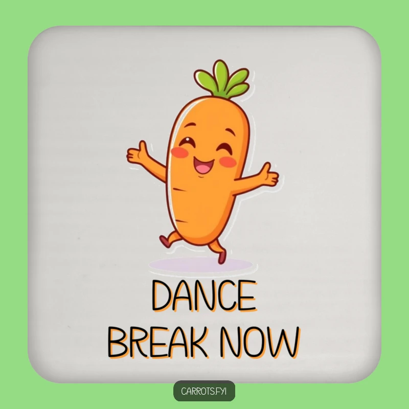 Funny Carrot Dance Coaster: Cheerful Drink Protector, Charming Humorous Gift Set