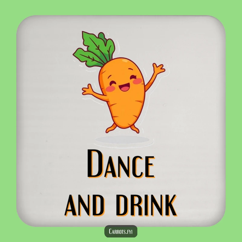 Funny Carrot Dance Coasters - Cheerful Veggie Set, Protect Surfaces with Fun