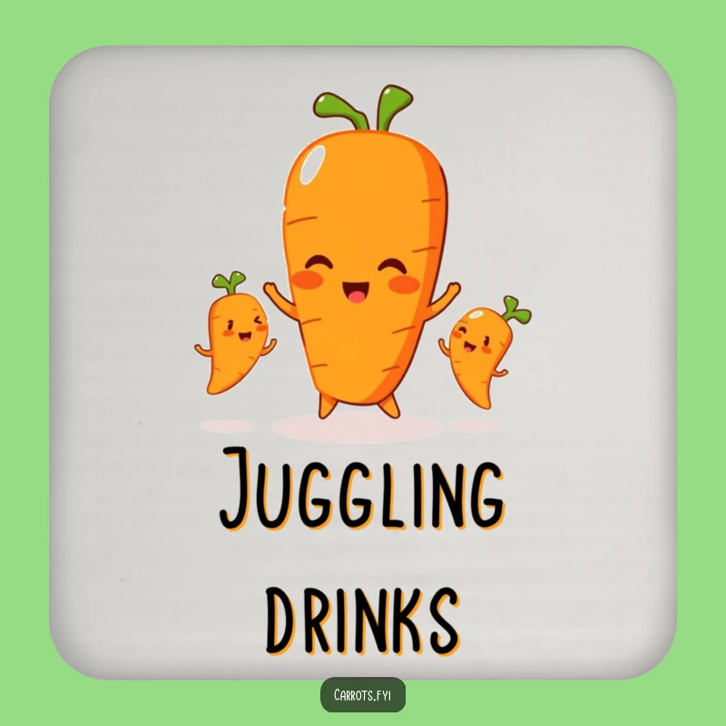 Funny Juggling Carrot Drink Coaster - Protect Surfaces with this Hilarious Family Art!