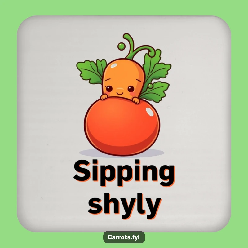 Funny Shy Carrot Drink Coaster - Protect Surfaces with this Hilarious Veggie Art!