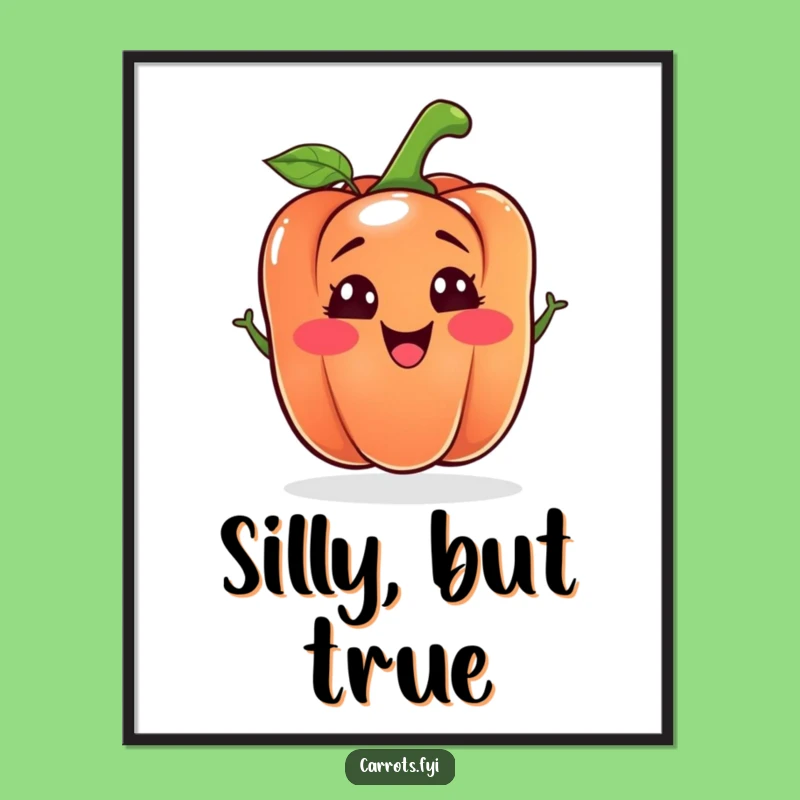 Funny Bell Pepper Poster: Silly Face Veggie Art Print, Hilarious Wall Decor Gift Idea