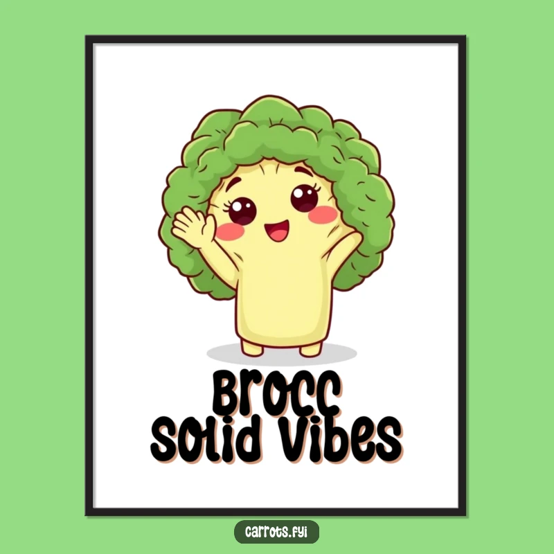 Funny Broccoli Wave Poster: Cute Veggie Art Print, Whimsical Humorous Gift