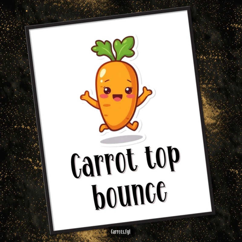 Funny Carrot Poster: A vibrant print of a happily bouncing carrot character, adding a dose of energetic humor to decor.