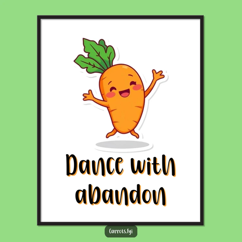 Funny Carrot Dance Poster - Cheerful Veggie Art with Grin, Wall Decor