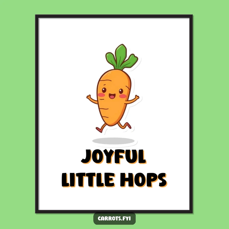 Funny Carrot Hop Poster - Playful Veggie Art with Small Legs, Wall Decor