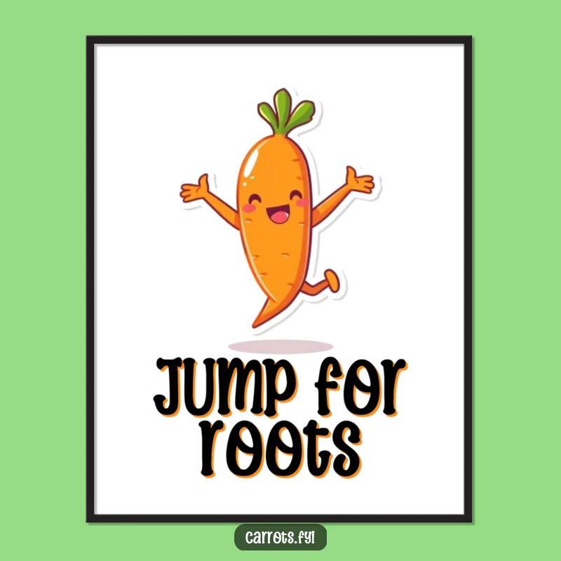 Funny Carrot Joyful Jump Poster: Hilarious Wall Art for a Lively, Fun Atmosphere