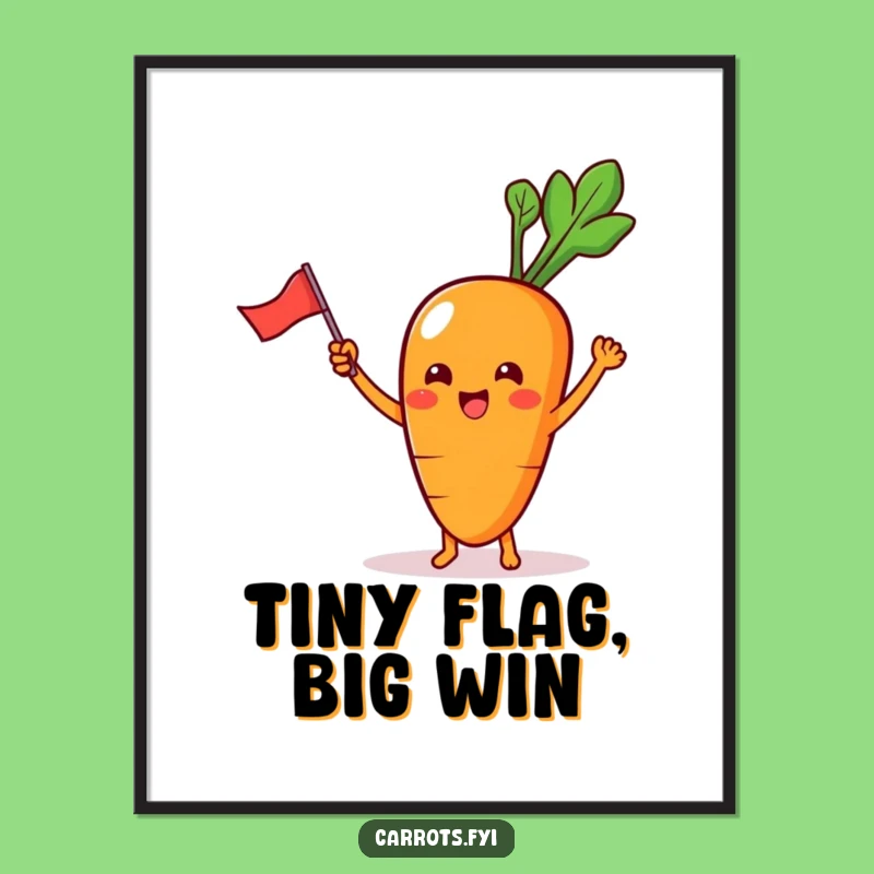 Funny Carrot Poster: Waving Flag Kawaii Art, A Whimsical Funny Gift!