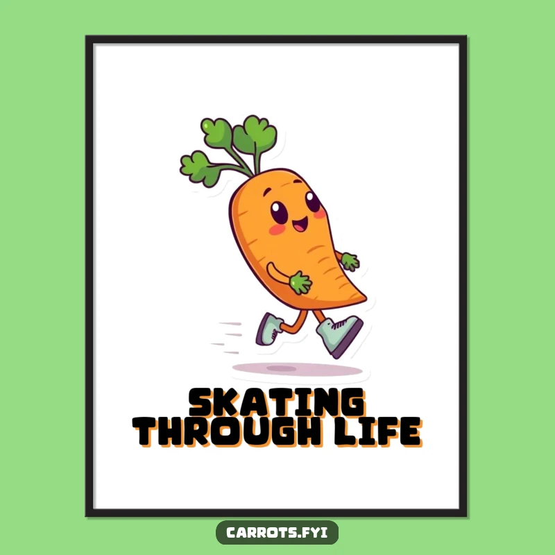 Funny Carrot Roller Skates Poster - Whimsical Speeding Veggie Art for Walls