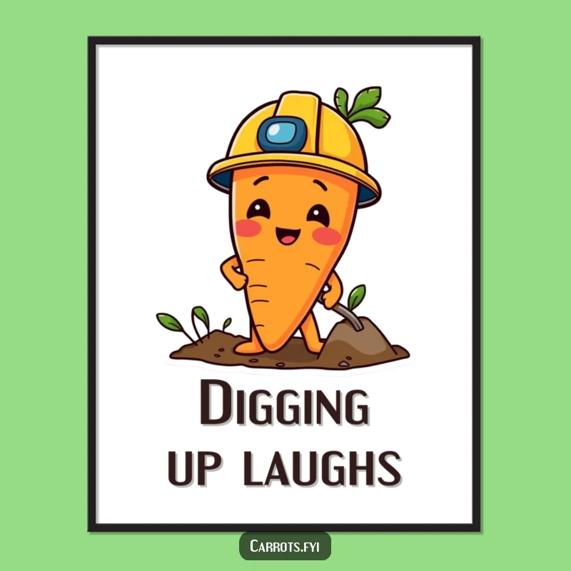 Funny Construction Carrot Poster: Playful Digging Art Print, Ideal Funny Gift Decor
