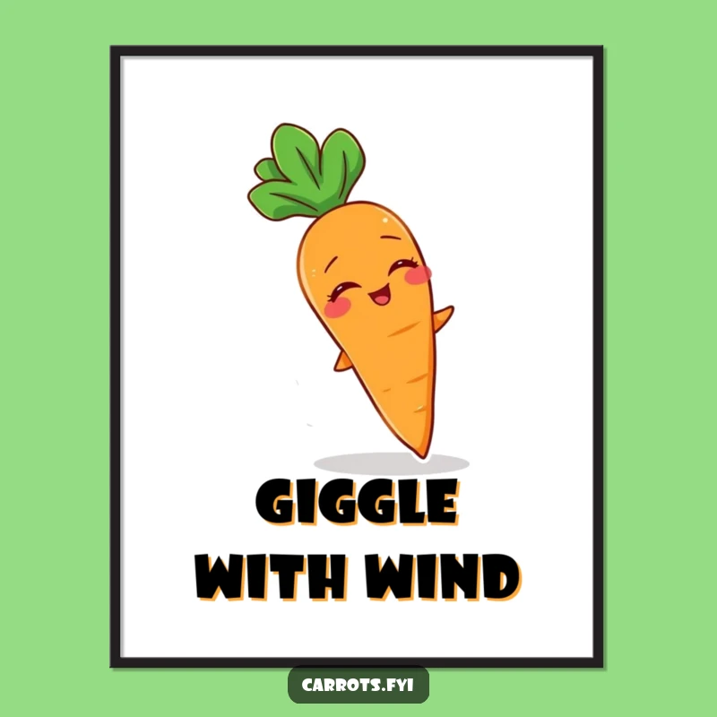 Funny Giggling Carrot Poster - Breezy Vegetable Art Print