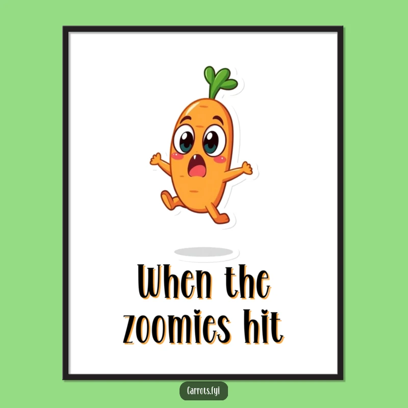 Funny Surprised Carrot Poster, Veggie Shock Art for Walls, Memorable Funny Gift