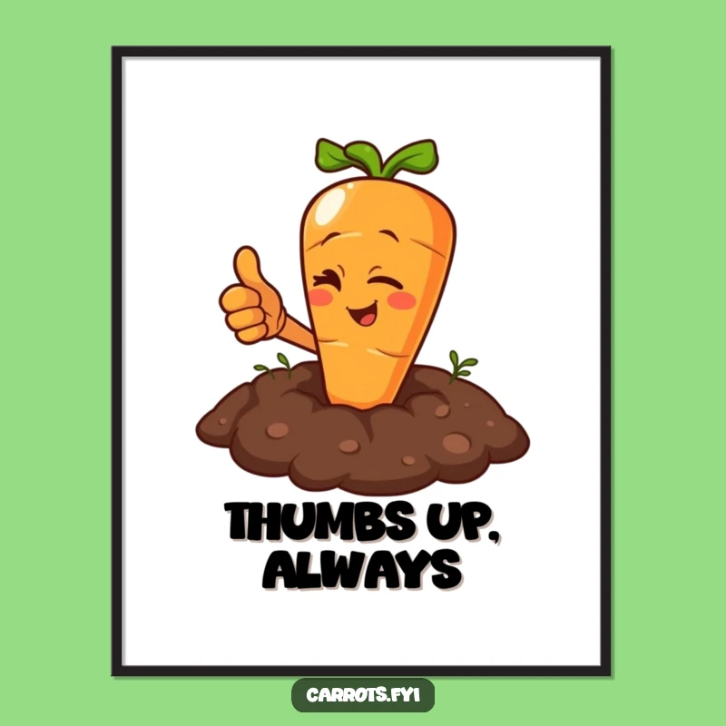 Funny Winking Carrot Poster: Thumbs Up Art Print, Ideal Funny Gift Decor