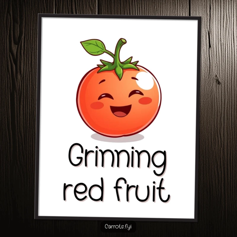 Funny Tomato Poster: A vibrant print of a grinning tomato character, bringing a splash of fruity joy to walls.
