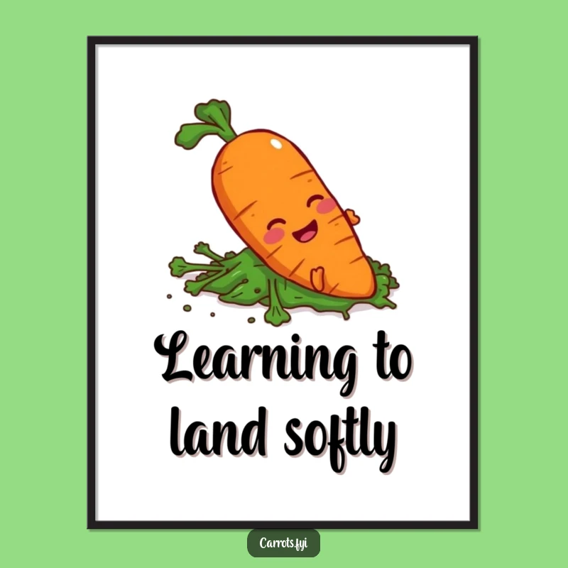 Funny Slipping Carrot Poster, Veggie Mishap Art, Memorable Funny Gift