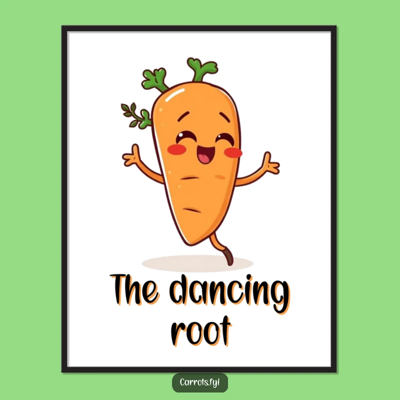 Funny Dancing Carrot Poster, Silly Veggie Spice Art, Quirky Funny Gift Decor